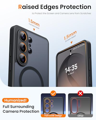 Image of for Samsung Galaxy S26 Ultra Case with Stand, Compatible with MagSafe, Full Camera Protection, Military Grade Drop, Translucent Slim Hard Magnetic Phone Case for Samsung S26 Ultra 2026, Black