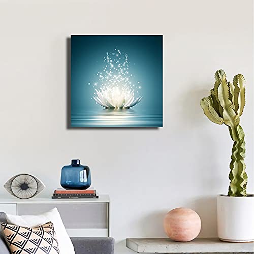 Misolaxi Lotus Flower Wall Art White Flowers Floral Canvas Picture For Hallway Bathroom Decorations Bedroom Artwork Painting 20X20 Inch #TOP1