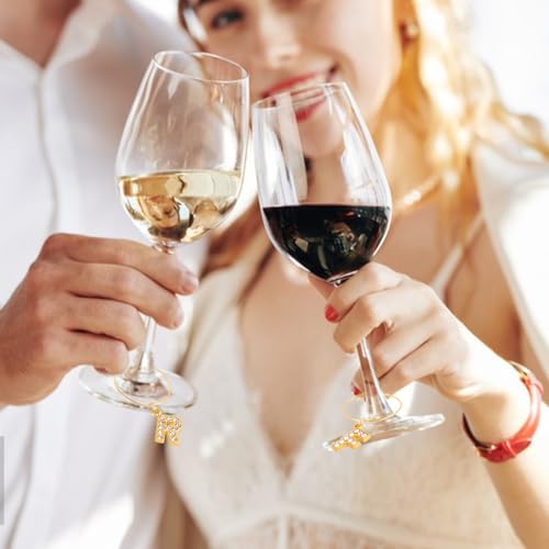 Miniatura 6 de Ph Pandahall 26 Dijes De Copa De Vino Con Letras Doradas Brillantes Para Copas De Vino De Diamante, Marcadores, Etiquetas De Metal Para Cóctel, Champán, Reuniones Familiares, Decoración De Fiesta
