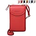 Portefeuille Femme Sac À Bandoulière en PU Cuir Porte Monnaie Téléphone Portable Mini Pochette Porte Carte Épaule Portefeuille Sac pour Cadeau de Noël Saint-Valentin (Rose Rouge)