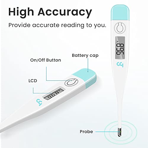 Thermometer for Fever, Oral Thermometer for Adults, Baby Thermometers, Medical Oral Underarm Rectal Temperature, Fast and Accurate, Unit Switch, Memory Record