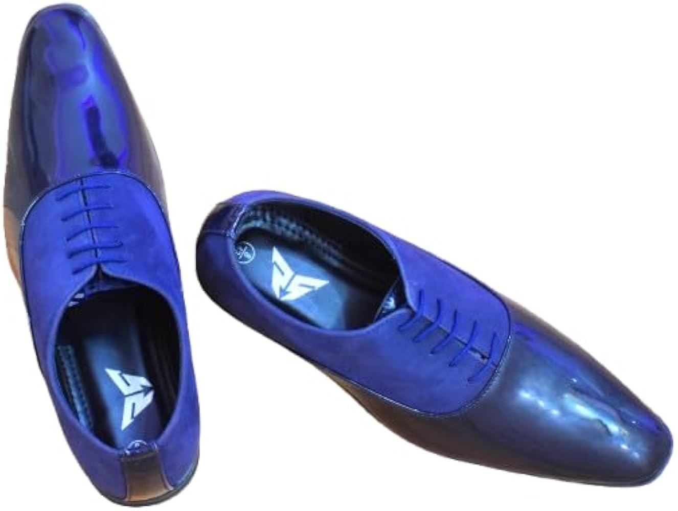 Buy Rapid Run Men's Patent Leather Oxford Dress Shoes, Royal Blue, Suede  and Glossy Finish (RoyalBlue, UK Footwear Size System, Adult, Men, Numeric,  ...