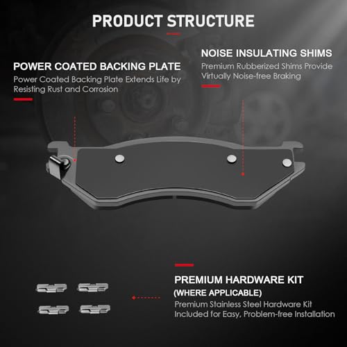 cciyu D702 D879 Front & Rear Ceramic Brake Pads Kits 01 03 For Ford For F-150 4WD,04 For Ford For F-150 Heritage 4WD,03 For Ford For F-150 RWD,99 For Ford For F-250,98-02 For Lincoln Navigator RWD by cciyu - Image 3