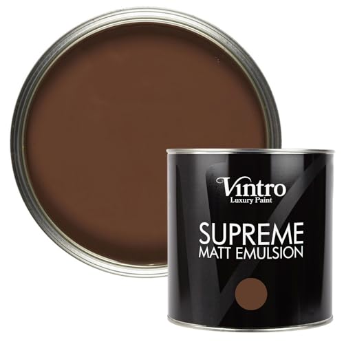 Vintro | Brown Luxury Matt Emulsion | Smooth Chalky Finish | Multi Surface Paint | for Walls, Ceilings, Wood and Metal 2.5L (Dark Brown - Chocolate, 2.5 Litres)