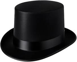 ZANGOC Black Top Hat for Adults, 58cm Velvet Velour Fancy Dress Party Hat | Black Velour Top Hat Victorian, Steampunk, Magician, Ringmaster Costume Accessory for Men & Women For Fancy Dress, Halloween