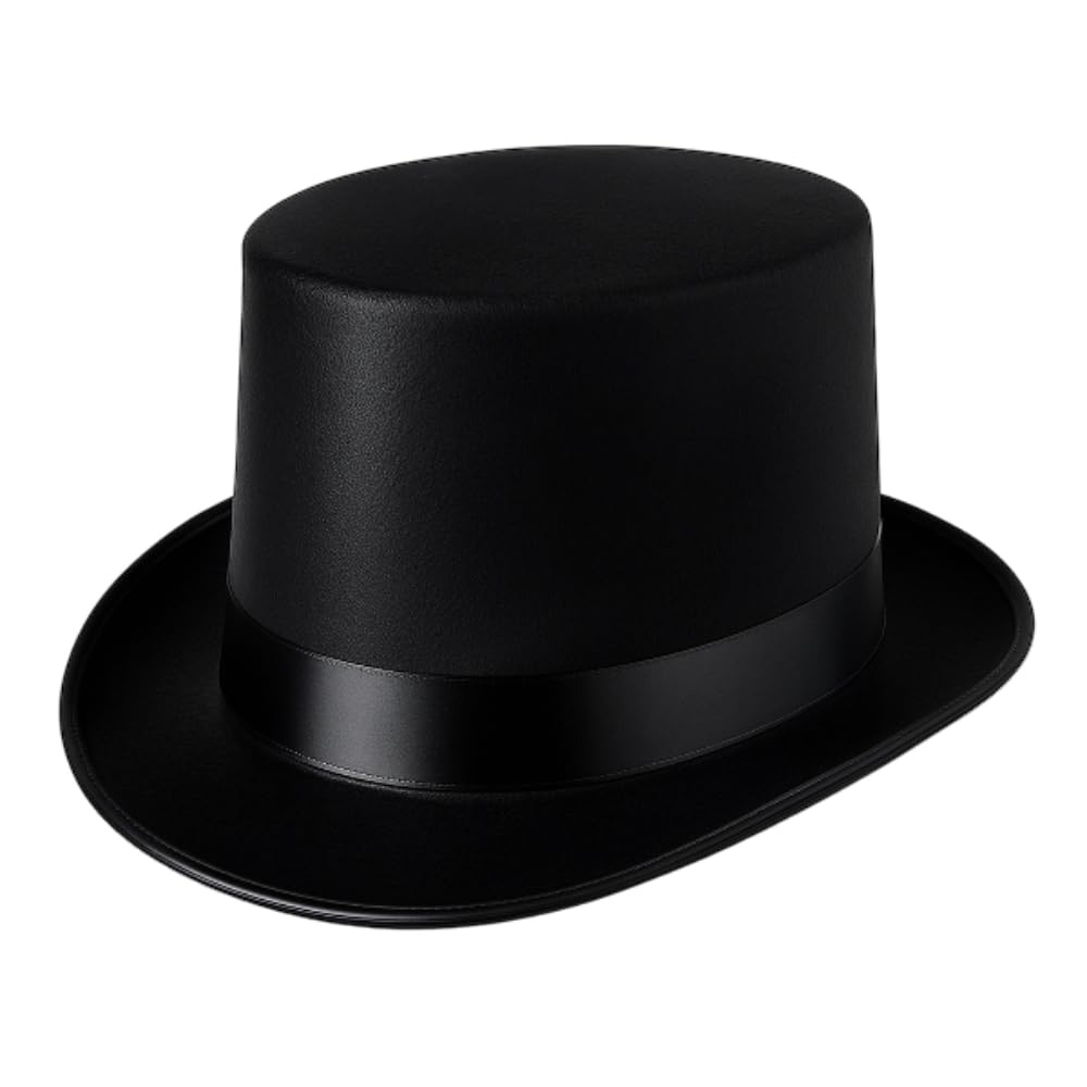 ZANGOC Top Hat Black Velour for Adults  Elegant Black Hat Costume Headwear for Parties & Events
