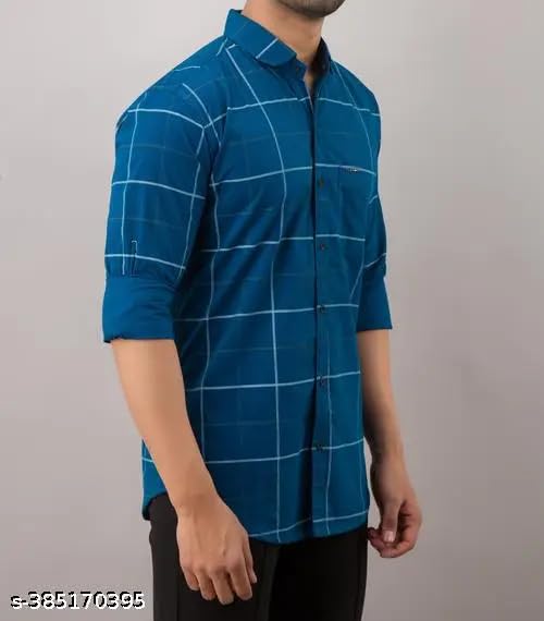 Image of Men's Cotton Casual Shirt, Brown, Full Sleeves, Regular Fit