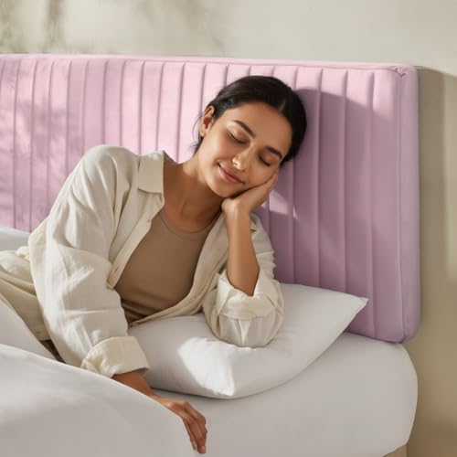 Hearth & Harbor Full Headboard Only, Floating Wall Mounted Headboard Full Size, Easy Assemble Upholstered Peel and Stick Headboards, 3D Soundproof Bed Wall Panels, Velvet Stick on Headboards, Pink by Hearth & Harbor - Image 9