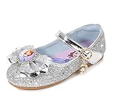 STRDK ELSA Schneekönigin Mädchen Prinzessin Sandalen Kinder Sophia Prinzessin High Heels Party Baby Ballerina Tanzschuhe Mädchen Cosplay Karneval Party Pailletten Bogen Pink Blau Silber Lila
