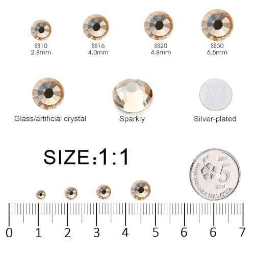 Image of Flatback Rhinestones Bulk, 14400PCS Gold Shadow Rhinestones for Clothes DIY Decoration Crafts, Gold Shadow, SS20, 4.6-4.8mm