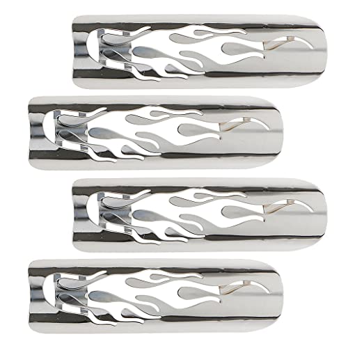 Homyl 4 - Protetor térmico para tubo de escape de chama perfurado para Harley Cruise Branco