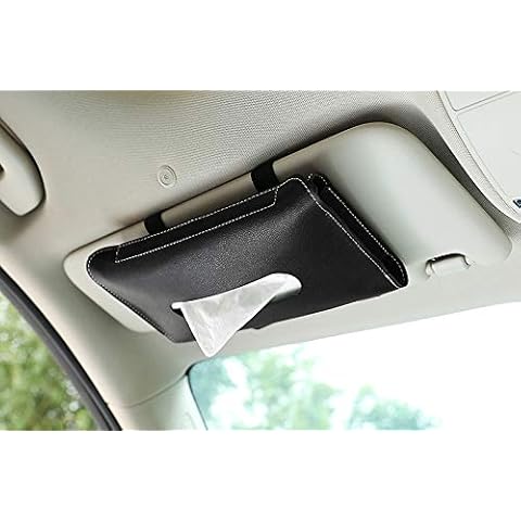 Car Visor Tissue Holder, Sun Visor Napkin Holder Car Visor Tissue Holder PU Leather Premium Car Vehicle Tissue Box Backseat Tissue Case, Tissue Case for Car (Black) Cover