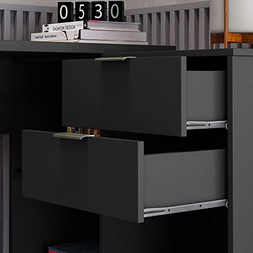 Mesa de Escritório em L 2 Gavetas 3 Nichos Office NT 2060 Notável Móveis