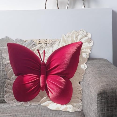 Coussin décoratif papillon en dentelle et assise moelleuse pour canapé - 5