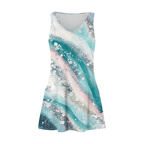 Image of Summer Dresses for Women 2026 Casual V Neck Sleeveless Sundresses Boho Beach Tank Dresses with Pockets