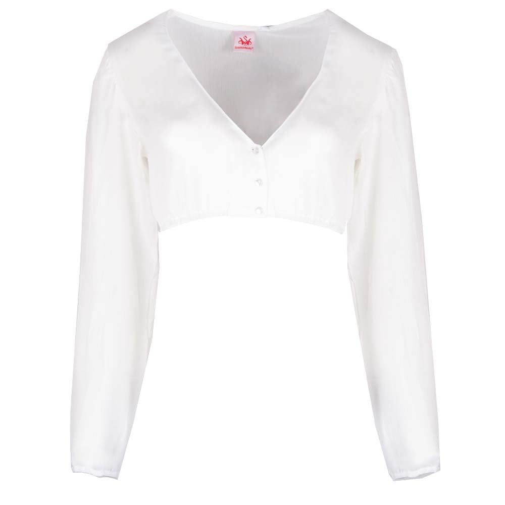 Spieth & Wensky Dirndlbluse Efeu aus Chiffon | V-Ausschnitt Langarm | Damen