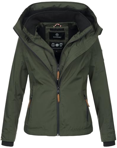 MARIKOO Designer Damen Übergangs Jacke leicht gefüttert Kapuze kurz B659 [B659-Erdbeer-Olive-Gr.XL]