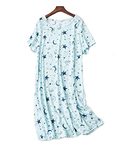 Camisón Mujer Verano Camisones de algodón Manga Corta Ropa de Dormir Elegante Grande Talla Cover