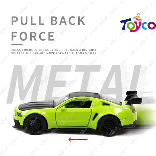 Image of toyco Sports GT Die-Cast Alloy Metal Car for Kids | Openable Doors, Smooth Edege, Shiny Body & Pullback Action | Realistic Look | 1:36 Scale | Neon Green Toy Car for Boys & Girls (Pack of 1)