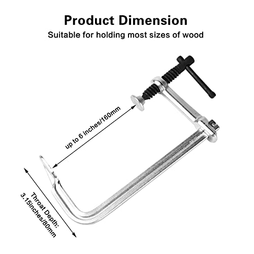 Mightree 2 Pack 6-Inch F Clamp, 3-3/20" Throat Depth Sliding Arm Bar Clamp, Heavy-Duty F-Clamp, Bar Clamps For Woodworking, Welding #TOP1