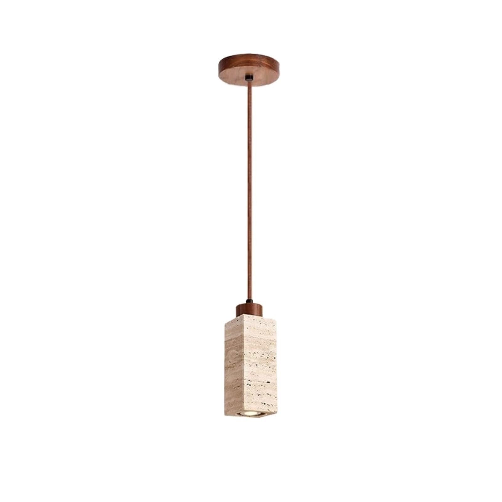 LUOYAOB Travertine Stone Wood Pendant Light Sculptural Hanging Fixture