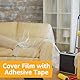 WOPPLXY 3 Rollen Abdeckfolie mit Klebeband, 270cm x 20m Malerfolie, Transparent PE-Folie mit Gelb Papier Maler Abdeckfolie zum Staubschutz, Lackieren von Autowänden