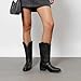 DREAM PAIRS Cowboy Boots for Women Cowgirl Western Mid Calf Boots Snip Toe Embroidered Stitched Low Chunky Heel Pull On Fashion Boots,Size 6.5,All Black,SDMB25005W-2
