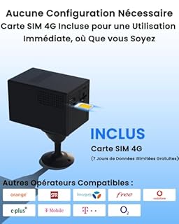 UCOCARE 4MP Camera de Surveillance sans Internet avec Carte SIM, 4G LTE Camera Carte SIM, 5200mAh Batterie, Angle Vision 160°, Détection Mouvement AI, Vision Nocturne, Support SD/Cloud