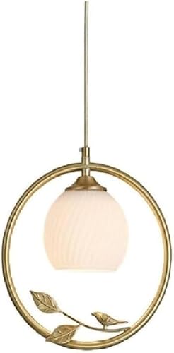 CWCQGH Frosted Glass Lamp Shade Pendant Light Gold Ring Chandelier Brass Ceiling Plate Decoration Hanging Lamp