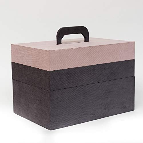 Creations PINK Craft Storage Toolbox Style 3 Tier Box with Carry Handle by Creations  H 28cm x W 35cm x D 23cm - Decorative Stackable Box with Two Removable Compartments