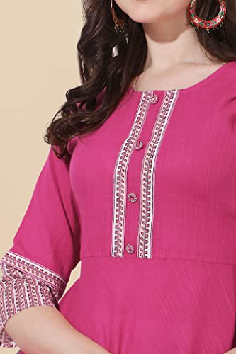 Image of MIRCHI FASHION Women's Straight Fit Rayon Sequins Embroidered and Polka Dots Printed Kurti Only