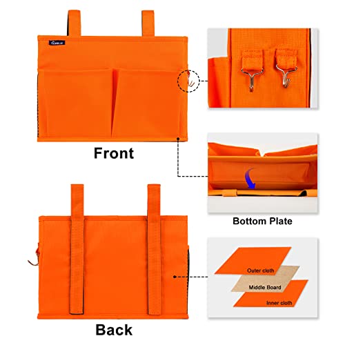 Image of Surblue Bedside Caddy Storage Hanging Organizer for Bunk and Hospital Dorm Rooms Beds Rails Orange