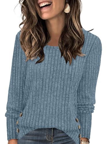 Yincro Women's Long Sleeve Fall Sweaters 2025 Lightweight Casual Crewneck Tunic Tops2