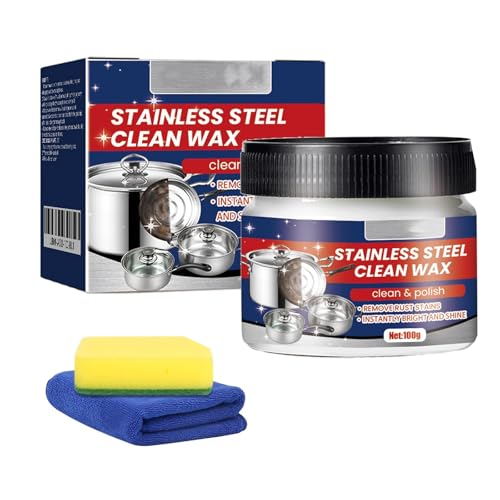 Stainless Steel Clean Wax, Magical Nano-Technology Stainless Steel Cleaning Paste-Surface Safe, Cleaner and Metal Polish, remover for Grease, Oven, Sink (1 pcs)