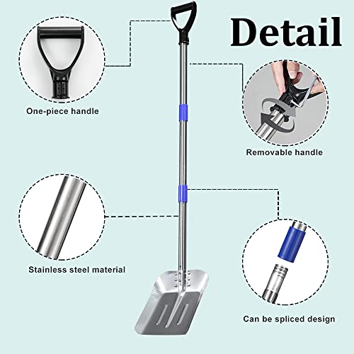Snow Shovel 55 Inches- Emergency Long Metal Snow Shovel With D Grisp Handle, Aluminum Stainless Steel Lightweight Portable Sports Utility Tool For Garden, Camping Ourdoor Yard Cars, House(Small) #TOP1