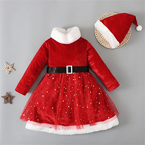 Conjunto de 2 peças de chapéu para bebê infantil infantil meninas cosplay de natal vestido de malha