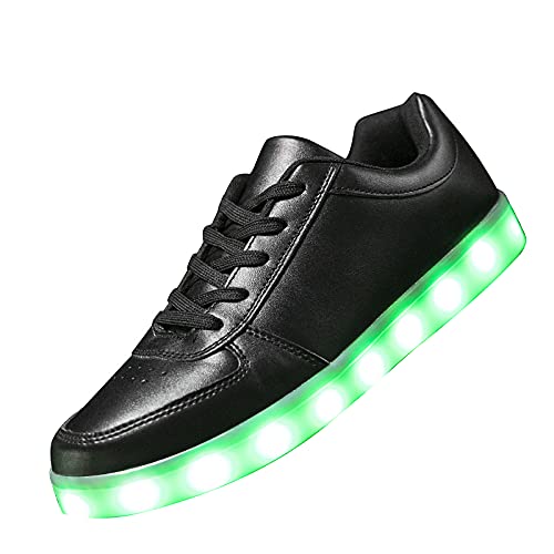 PYYIQI Zapatos deportivos con luz LED para mujeres y hombres, zapatos deportivos con luces LED, zapatillas de baile, zapatos bajos con carga USB para niños, Negro -, 11 Women/9 Men