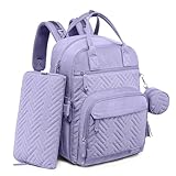 iniuniu Diaper Bag Backpack, 4 in 1 kit Large Unisex Baby Bags for Boys Girls, Waterproof Travel Back Pack with Diaper Pouch, Washable Changing Pad, Pacifier Case and Stroller Straps, Taro Purple