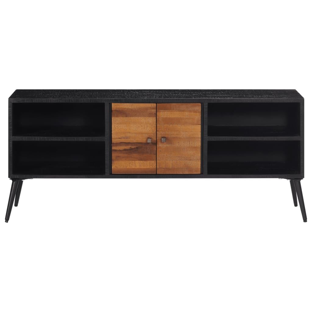 Szafka pod telewizor, stolik pod telewizor, do gabinetu, biura, 112 x 31 x 45 cm, lite drewno tekowe z recyklingu