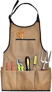 Gardening Apron With Pockets on Chest and Belt for Gardening Tools, Accessories and Fasten Belt with Adjustable Neck, Oxford Cloth Apron for Men & Women