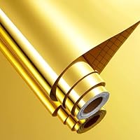 FunStick Mirror Gold Permanent Vinyl for Cricut Mirrors Gold Adhesive Vinyl Roll Flexible Reflective Peel and Stick Mirror Sticker Paper Sheets for Crafts Silhouette Wall Decor Stickers PET 12\"x78.8\"