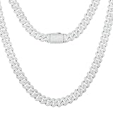 Ucciyo 16.6 CTTW Moissanite Chain for Men Women 10MM Miami Cuban Necklace 18k Gold Plated Sterling Silver Iced Out Chain 22 Inch Silver Moissanite Cuban Link Chain