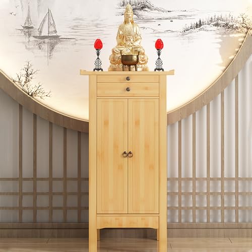 Table d'autel de Bouddha 60x100 cm avec rangement jaune - 8