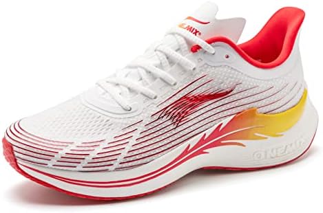 Carbon Plate Running Shoes for Men Women Lightweight Breathable Marathon Running Shoes Road Racing Shoe Speed Training Phoenix White/Red Size US Men 11