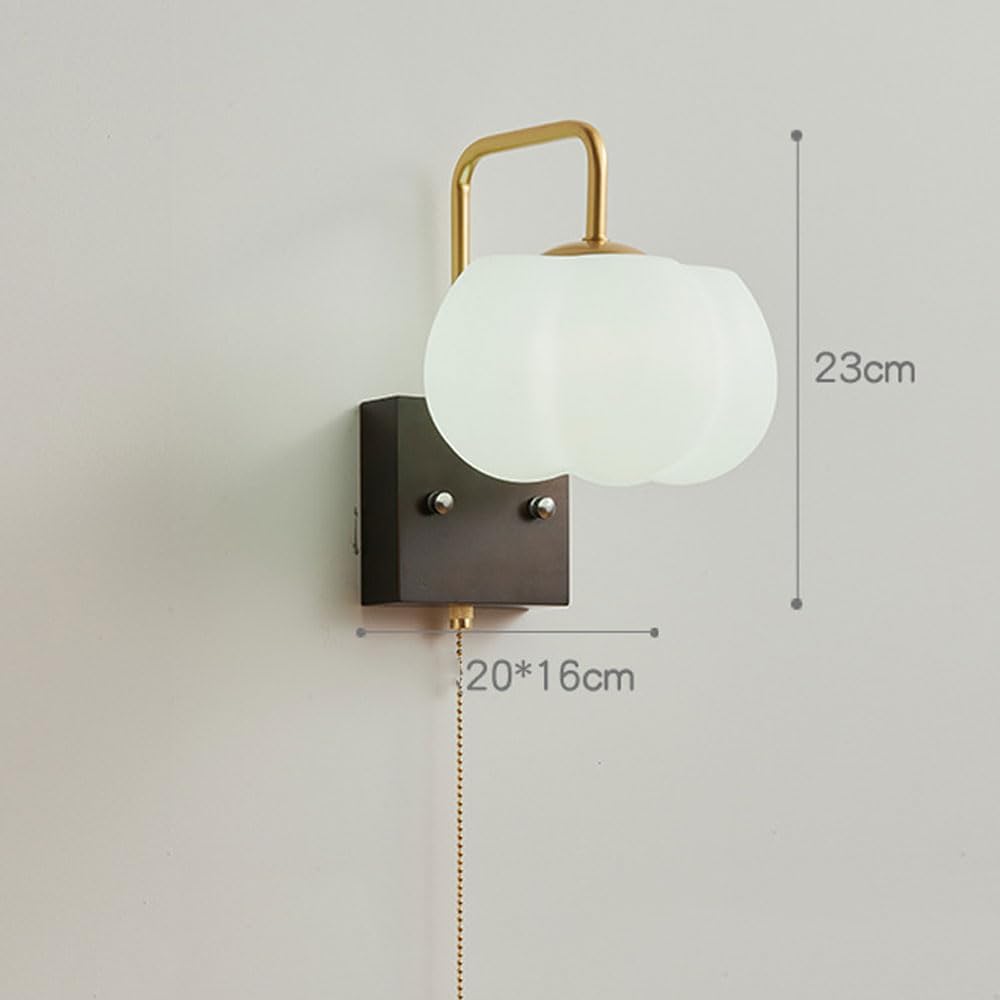 Modern Wall Sconce Light for Bedside White Bedroom Wall Light Mini Pumpkin Lamp for Wall Mounted Mid Century Vintage Sconce Light Fixture for Bathroom Living Room Japanese Night Lamp