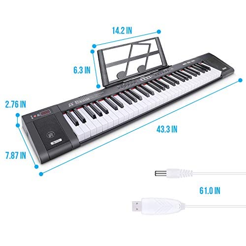 61-Key Electric Keyboard Piano, Portable Piano Keyboard With Music Stand, Microphone, Full-Size, Built-In Speakers, Dual Power Supply, Music Digital Piano For Beginners Kids Adult #TOP2