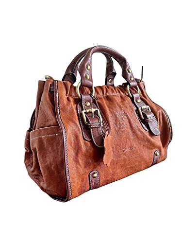 Natcole Calfskin Leather Handbag With A Matching Wallet (Tan) #TOP2