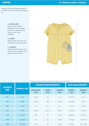 Image of Carter's Baby Boy Sleeveless Cotton Romper | Button Front Printed One-Piece Outfit for Infants | Soft Breathable Everyday Baby Wear