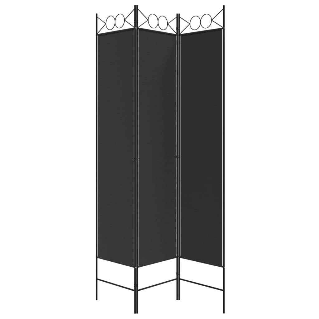 Paravento in tessuto per separazione flessibile dello spazio, nero, 120 x 200 cm, divisorio pieghevole in tessuto per privacy con tre pannelli per separare le aree