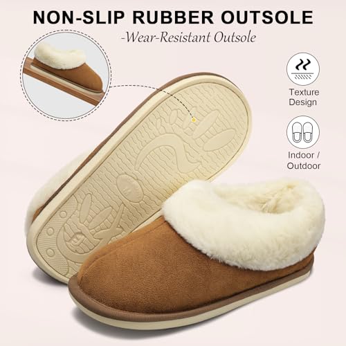 JOINFREE Women's Slippers Fuzzy House Shoes with Memory Foam Slip-on Comfy Bedroom Slippers Indoor Outdoor Shoes with Warm Faux Fur Collar4